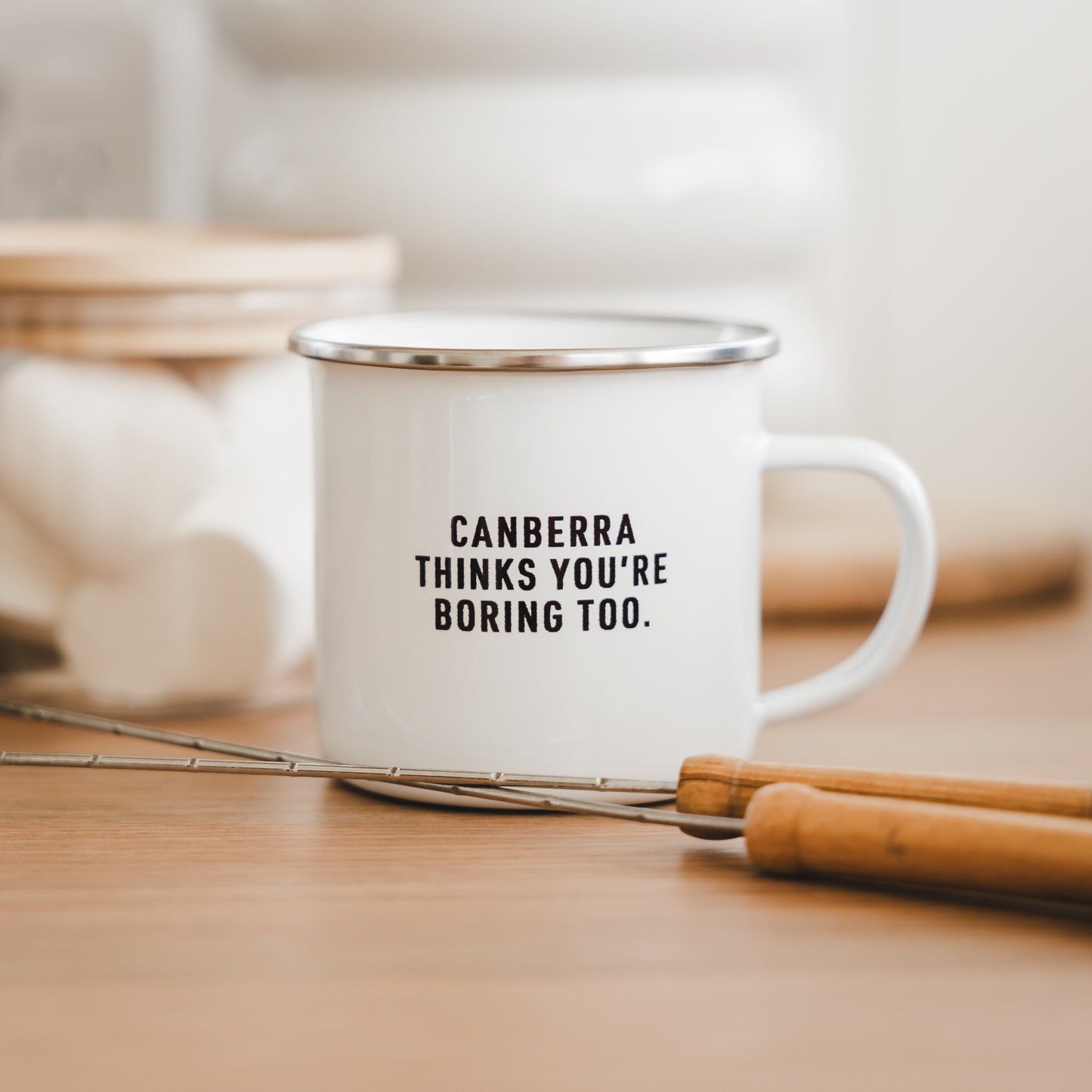 Canberra Thinks You're Boring Too Enamel Mug